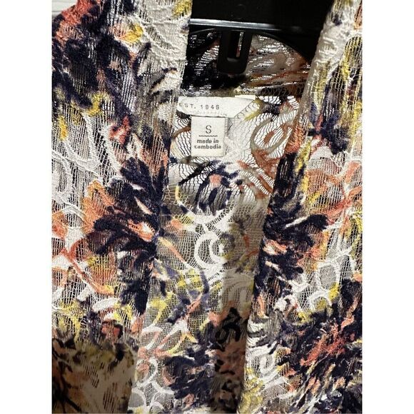 Lace boho romantic flowy duster cardigan kimono S/M oversized - Picture 5 of 8